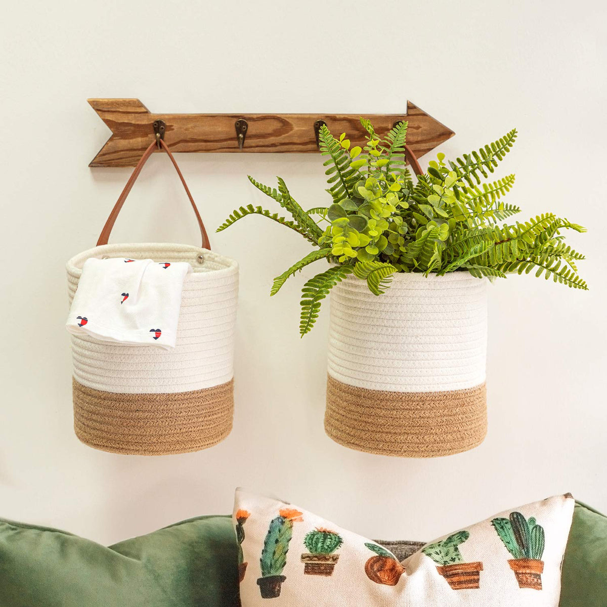 Small Jute Rope Hanging Basket 2 Pack