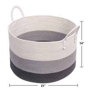 XXXL Gray Bathroom Storage Baskets Woven Rope Basket with Handles